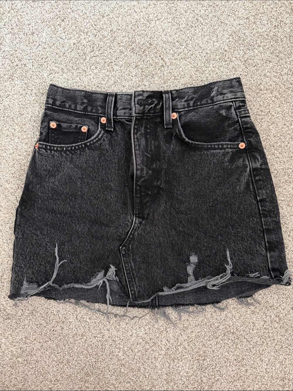 Mango Black Washed Denim Skirt